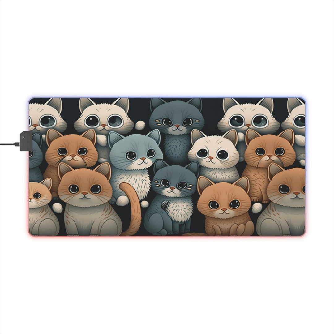 Cat LED Mouse Pad with Lighting via USB XXL Mouse Pad Cats Etsy