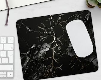 Marble Mousepad, Mousepad Marble, Black Marble Gaming Mousepad, Gift Idea