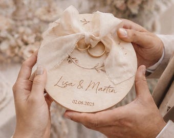 Birchwood ring tray – customizable ring holder for weddings & ceremonies | Ring bearer | personalized | modern wedding ring pillow