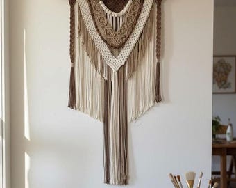 Tapiz de macramé grande para pared / Decoración bohemia / Estilo de vida natural