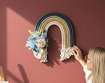 Tapices de macramé con diseño de arcoíris personalizados