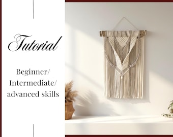 Patrón para tapiz de macramé, tutorial paso a paso, desde nivel principiante hasta avanzado (descarga en PDF)