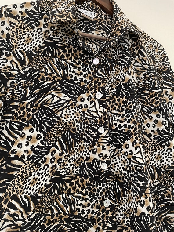 Unisex Animal Print Short-Sleeved Button Down Shir