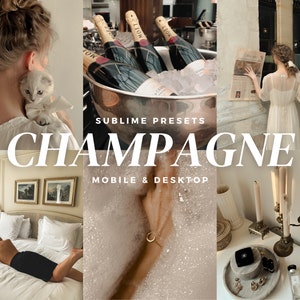 10 Champagne Lightroom Mobile & Desktop Presets, Clean Aesthetic Presets, Beige Instagram Filters for Bloggers, Cream Lifestyle Presets