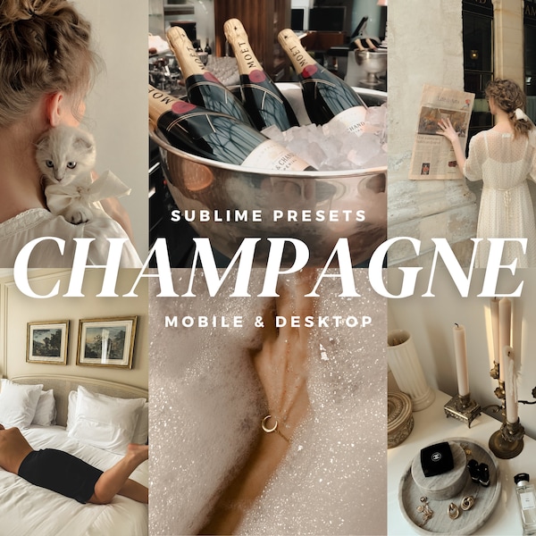 10 Champagne Lightroom Mobile & Desktop Presets, Clean Presets, Cream Presets, Instagram Filters, Natural Blogger Presets, Indoor Presets