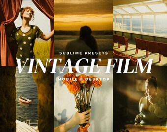 10 Vintage Film Lightroom Mobile & Desktop Presets, Analog Camera, 35mm, Kodak Portra, Cinematic Filters