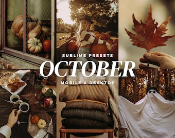 10 October Lightroom Mobile & Desktop Presets, Moody Fall, Autumn, Halloween, Dark Academia Photo Filters
