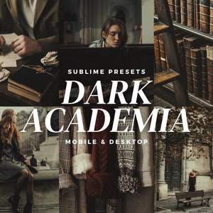 10 Dark Academia Lightroom Mobile & Desktop Presets, Moody Presets, Vintage Preset, Bookish Preset, Fall Presets, Aesthetic Instagram Filter
