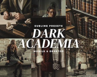 10 Dark Academia Lightroom Mobile & Desktop Presets, Moody, Vintage, Gothic, Fall, Dark, Cinematic Filters
