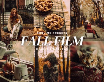 10 Fall Film Lightroom Mobile & Desktop Presets, Cozy Autumn, Halloween, Rustic, Grainy, Vintage Filters
