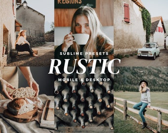 10 Rustic Lightroom Mobile & Desktop Presets, Moody, Earthy Tones, Vintage Film, Grainy, Boho Filters
