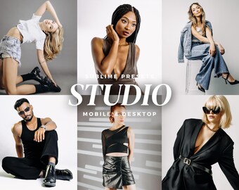 10 Studio Lightroom Mobile & Desktop Presets, Indoor, Editorial, Skin Tones, Bright, Professional Photoshoot Filters