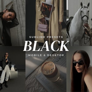 10 Black Aesthetic Lightroom Mobile & Desktop Presets, Moody Presets, Dark Aesthetic Presets, Muted Tones, Neutral, Faded, Cinematic Presets