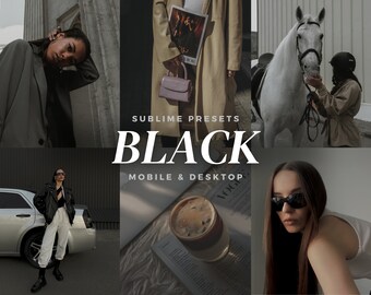 10 Black Aesthetic Lightroom Mobile & Desktop Presets, Dark, Moody, Gothic Style, Muted, Instagram Filters