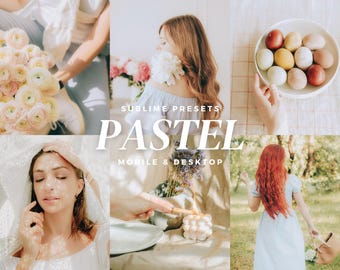 10 Pastel Lightroom Mobile & Desktop Presets, Bright Airy, Easter, Spring, Natural Light Photo Filters