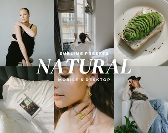 10 Natural Lightroom Mobile & Desktop Presets, Clean Look, Bright Airy, Muted Tones, Earthy Filters