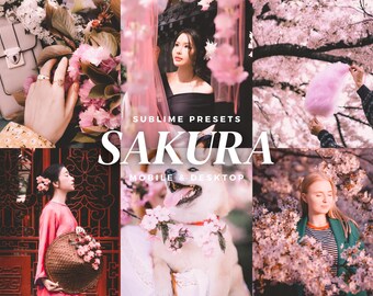 10 Sakura Lightroom Mobile & Desktop Presets, Vibrant, Pink, Natural Look, Pastel Tones, Spring Filters