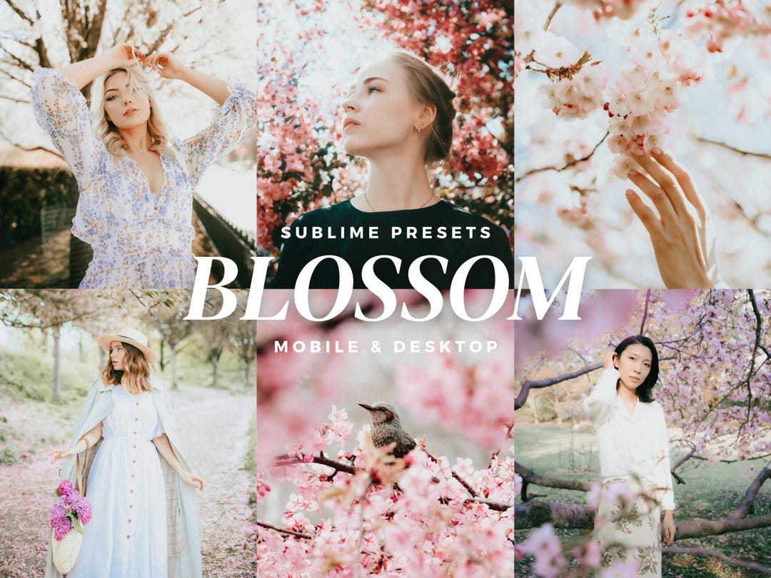 10 Blossom Lightroom Mobile & Desktop Presets, Bright Airy Spring ...