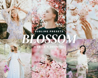10 Blossom Lightroom Mobile & Desktop Presets, Bright Airy, Vibrant, Natural Tones, Creamy, Spring Filters