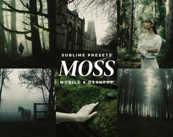 10 Moss Lightroom Mobile & Desktop Presets, Dark, Whimsical, Gothic, Fantasy, Moody, Green, Cinematic Filters