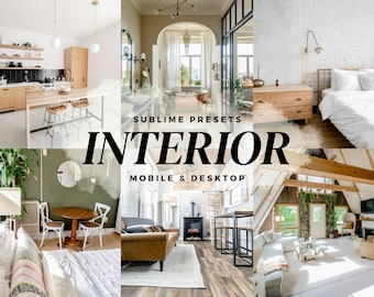 10 Interior Lightroom Mobile & Desktop Presets, Real Estate Photography, Bright Airy Spaces, Minimal Filters