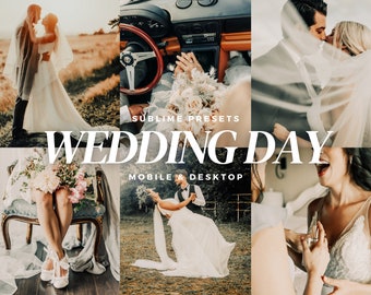 10 Wedding Day Lightroom Mobile & Desktop Presets, Bridal Photoshoot, Couples Photography, Cinematic, Elopement Filters