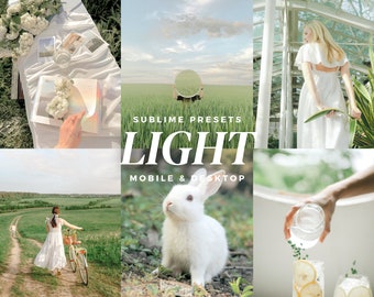 10 Light Lightroom Mobile & Desktop Presets, Clean Look, Natural, Earthy, Bright Airy Spring Filters