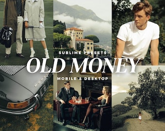10 Old Money Aesthetic Lightroom Mobile & Desktop Presets, Vintage Film Look, Dark Academia Filters