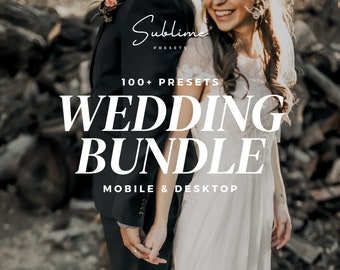 100+ Wedding Lightroom Mobile & Desktop Presets Bundle, Bright Airy, Bridal, Elopement, Professional Photography Filters