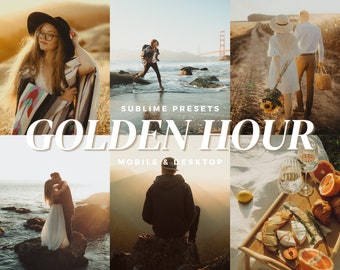 10 Golden Hour Lightroom Mobile & Desktop Presets, Warm Tones, Boho, Summer Sunset, Beach Filters