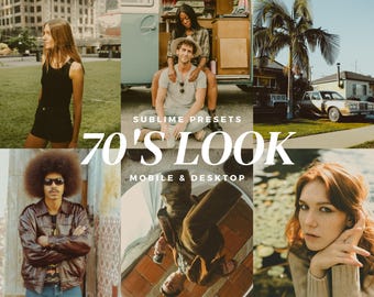 10 70's Look Lightroom Mobile & Desktop Presets, Retro, Grainy, Vintage Tones, Vibrant, Film Filters