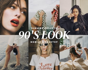 10 Retro 90’s Look Lightroom Mobile & Desktop Presets, Editorial Preset, Instagram Filter, Influencer Preset, Film Preset, Analog Preset