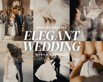 10 Elegant Wedding Lightroom Mobile & Desktop Presets, Bright Airy, Bridal, Natural Look, Elopement Filters