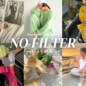 10 No Filter Lightroom Mobile & Desktop Presets, Natural Aesthetic Presets, Clean Presets, Instagram Filters, Instagram Blogger Presets