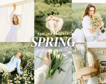10 Spring Lightroom Mobile & Desktop Presets, Natural Look, Earthy Tones, Bright Airy, Clean Filters
