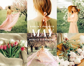 10 May Lightroom Mobile & Desktop Presets, Vibrant, Warm Light, Natural, Bright Airy, Spring Filters
