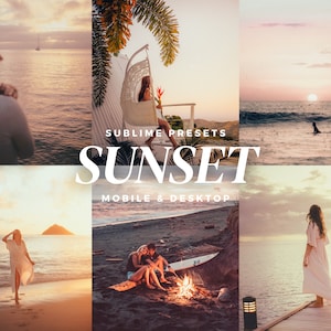 10 Sunset Lightroom Mobile & Desktop Presets, Beach Summer Presets, Instagram Influencer Filters, Warm Light Presets, Golden Hour Presets