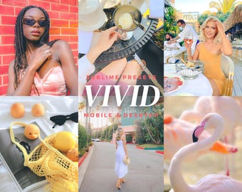 10 Vivid Lightroom Mobile & Desktop Presets, Vibrant Summer, Bright Tones, Y2K, Beach Instagram Filters