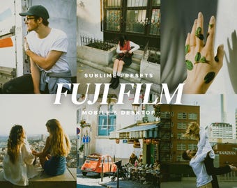 10 Fuji Film Lightroom Mobile & Desktop Presets, Vintage Camera, 35mm, Analog, Grainy, Retro Filters