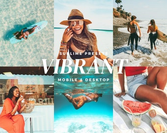10 levendige Lightroom-voorinstellingen voor mobiel en desktop, zomerpresets, strandfilters voor Instagram, zomerpresets, warme presets, reispresets