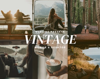 10 vintage Lightroom-voorinstellingen voor mobiel en desktop, retro-presets, korrelige rustieke presets, filmpresets, reispresets, Instagram Blogger-presets