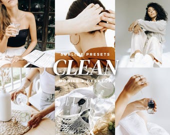 10 Clean Girl Aesthetic Lightroom Mobile & Desktop Presets, Bright Airy, Natural, Product, Studio Filters