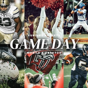 10 Game Day Lightroom Mobile & Desktop Presets, Sharp Presets For Sports, Workout Presets, Football Presets, Baseball Presets, Sports Filter