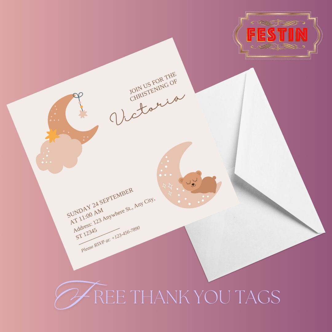 Choose Your Designbaptism Invitations Inc Envelope by 10 Etsy