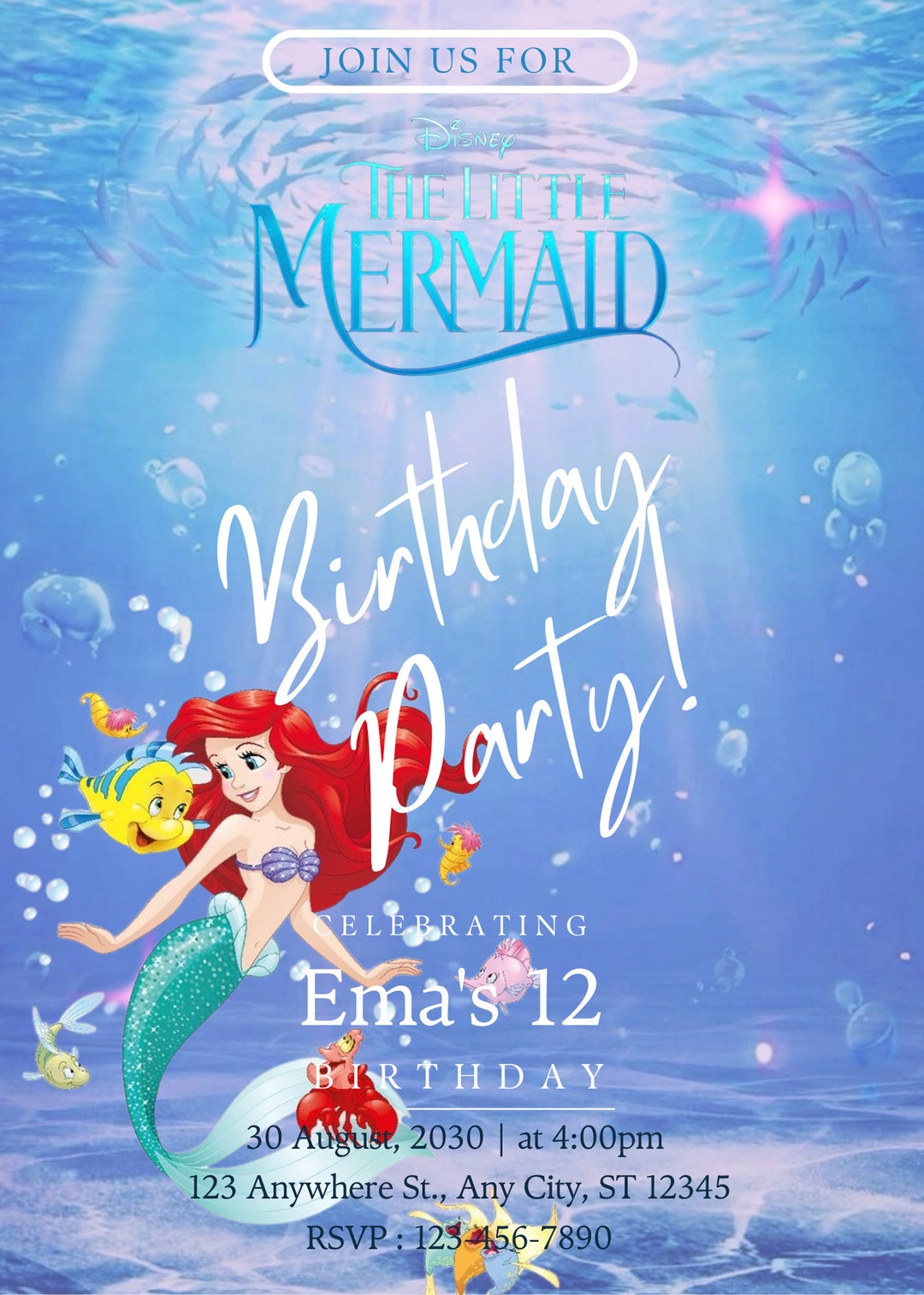 The Little Mermaid Printable Birthday Bundle Etsy UK