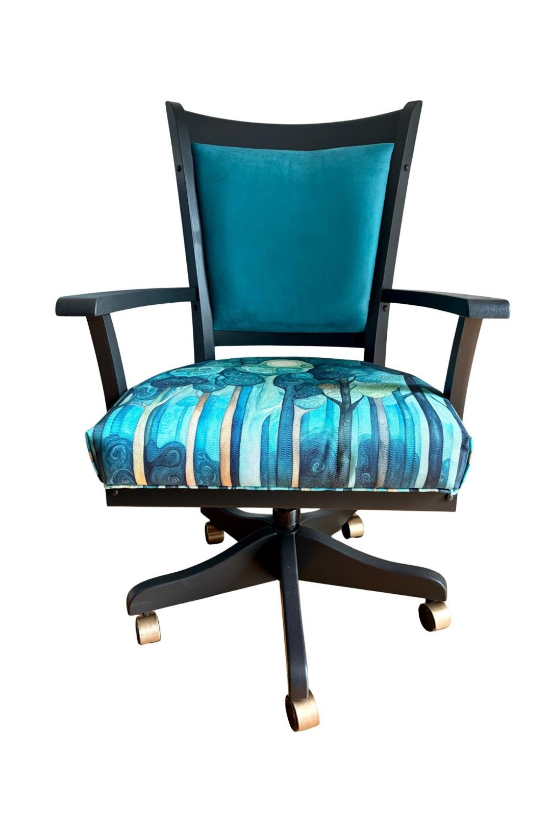 Enchanted Forest Chair Vintage Solid Wood Rolling Desk Chair - Etsy
