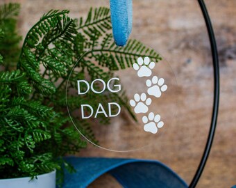 Dog Dad Ornament with Paw Prints