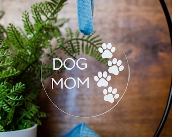 Dog Mom Ornament with Paw Prints