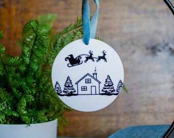 Santa & Sleigh Ornament | Santa Christmas Ornament