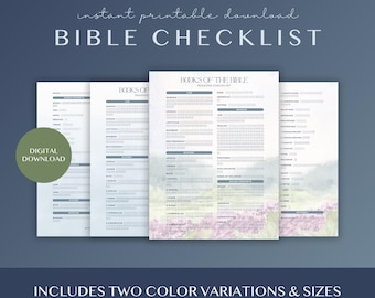 Bible Study Reading Checklist with Books and Chapters | Digital Download | Bible Study Tool